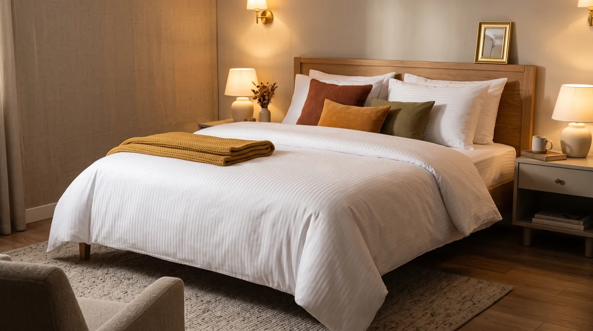 Otel Çift Kişilik Çarşaf 240x280 cm 83 Tel Çizgili Pamuk-Polyester ürün görseli