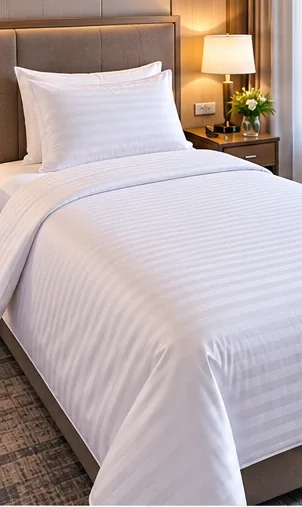Otel Tek Kişilik Nevresim Yatay Çizgili 160x220 cm 83 Tel Pamuk-Polyester ürün görseli